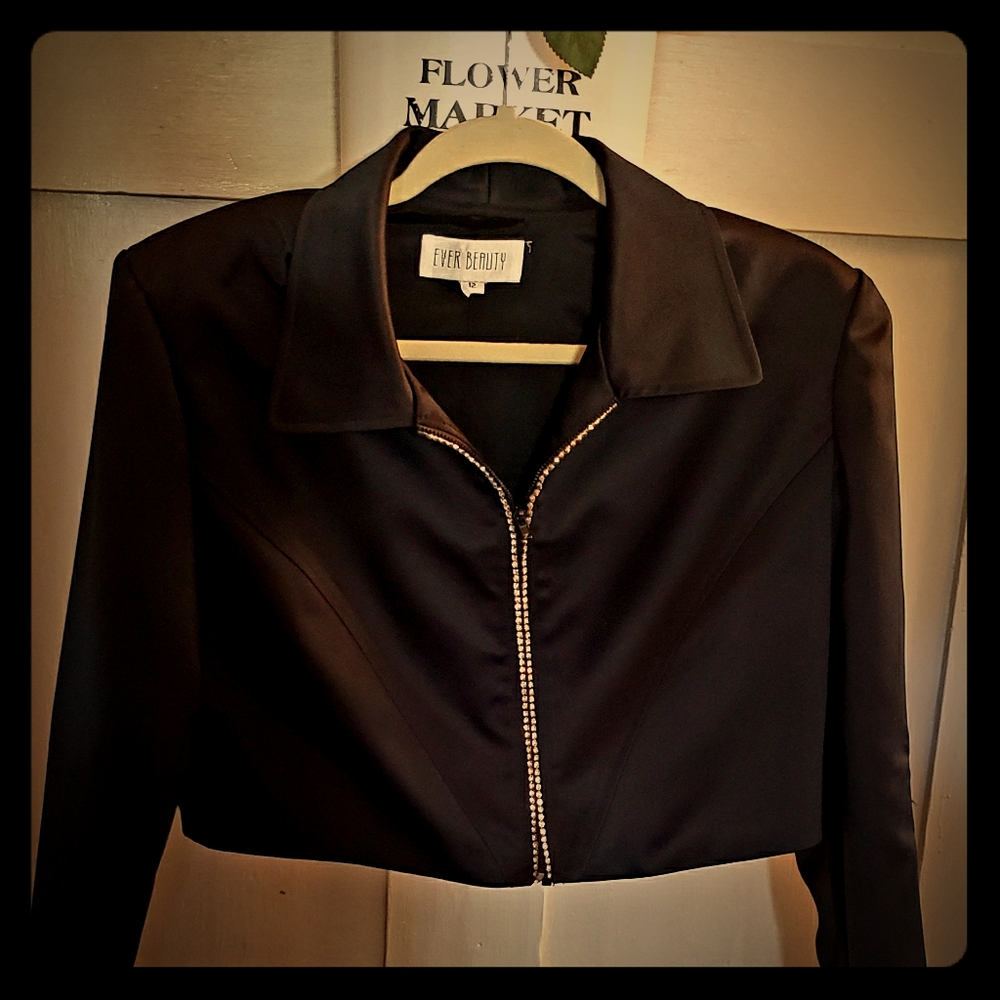 80's Vintage rhinestone zip up Balaro jacket